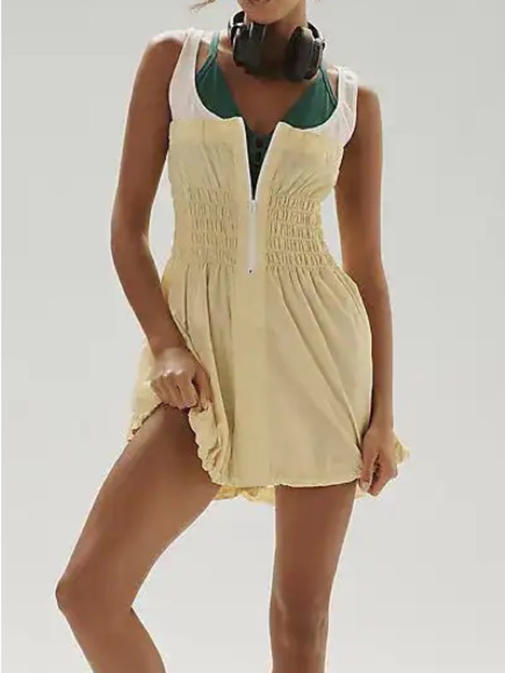 Nwot daily practice Yellow Sundress with White Tank Top Detail